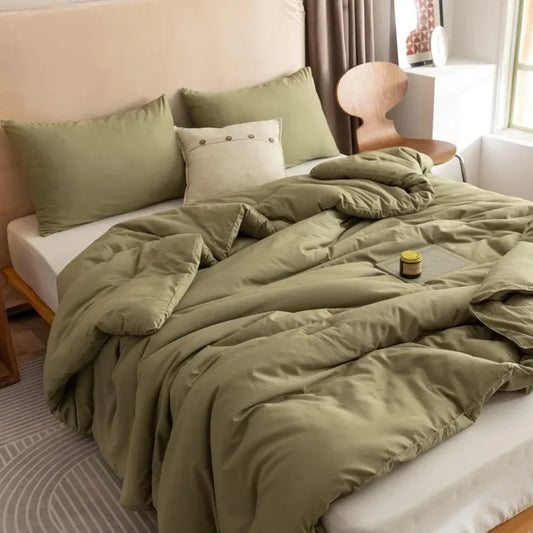 Bedding Sets Olive Green All Season Lightweight Blanket Quilt, Bed Cover