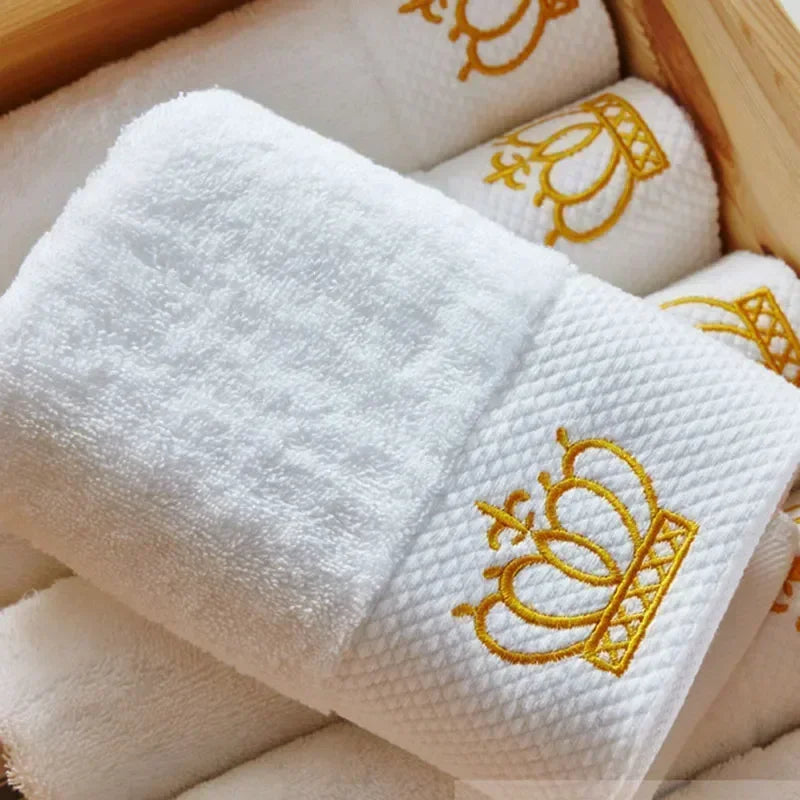 Embroidered Crown White bath towel Washcloths for bathroom Ladies face wash