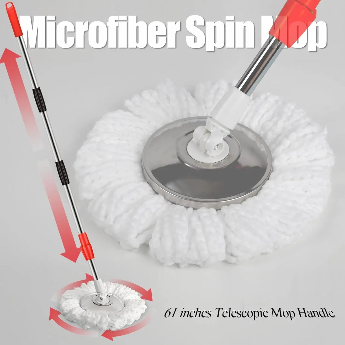 Spin Mop Bucket Sets Wrings System,  with Wheels and  Extendable