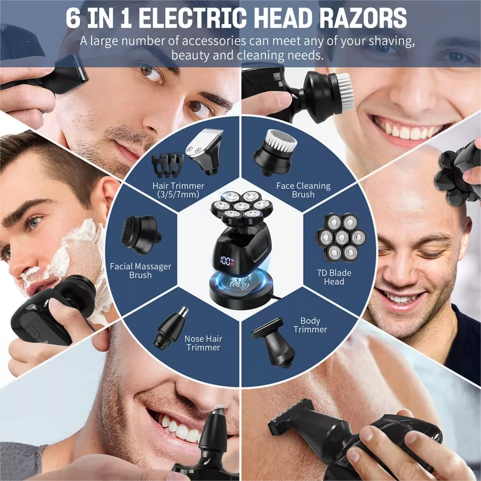 Head Shavers for Men Electric Razor with Nose Hair Trimmer Waterproof