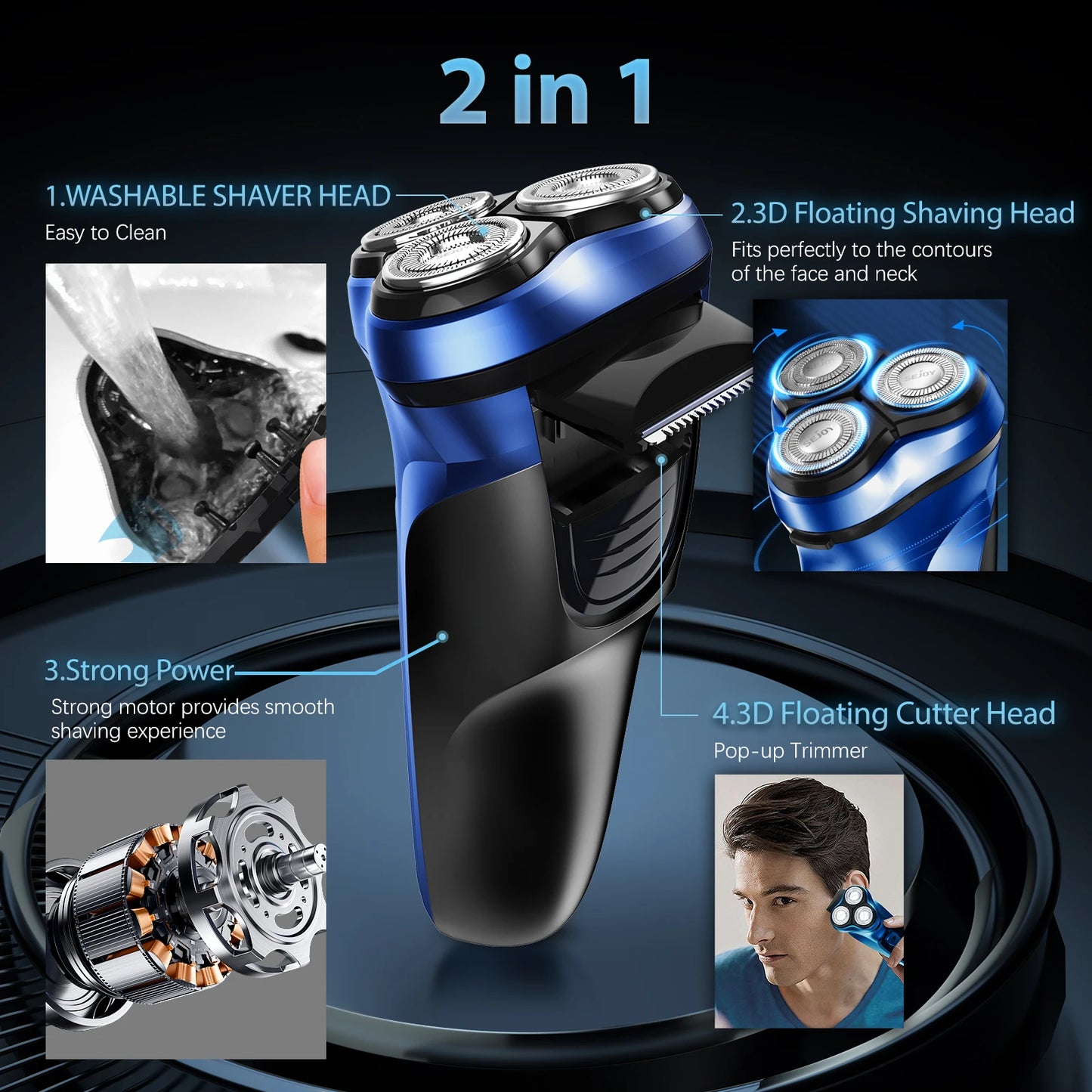 Men Rechargeable Electric Shavers Rotary Portable Travel Razor Idea Gift Beard Trimmer