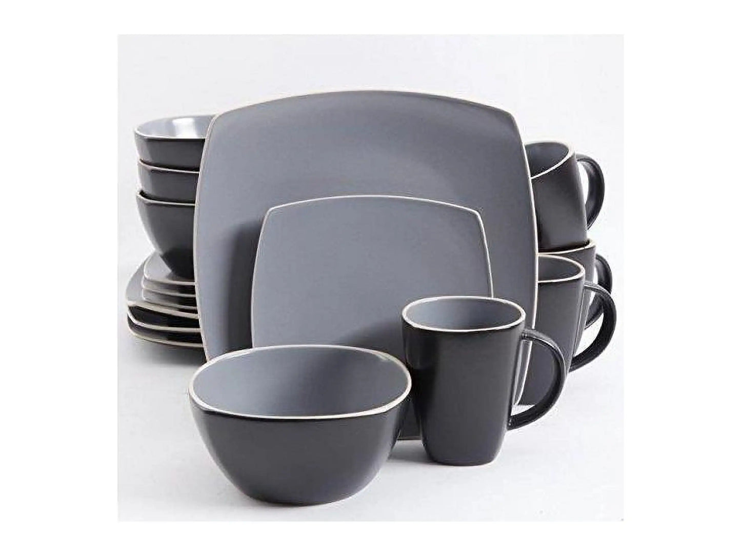 Home Soho Lounge Square 16 Pc. Dinnerware Set, Matte Gray