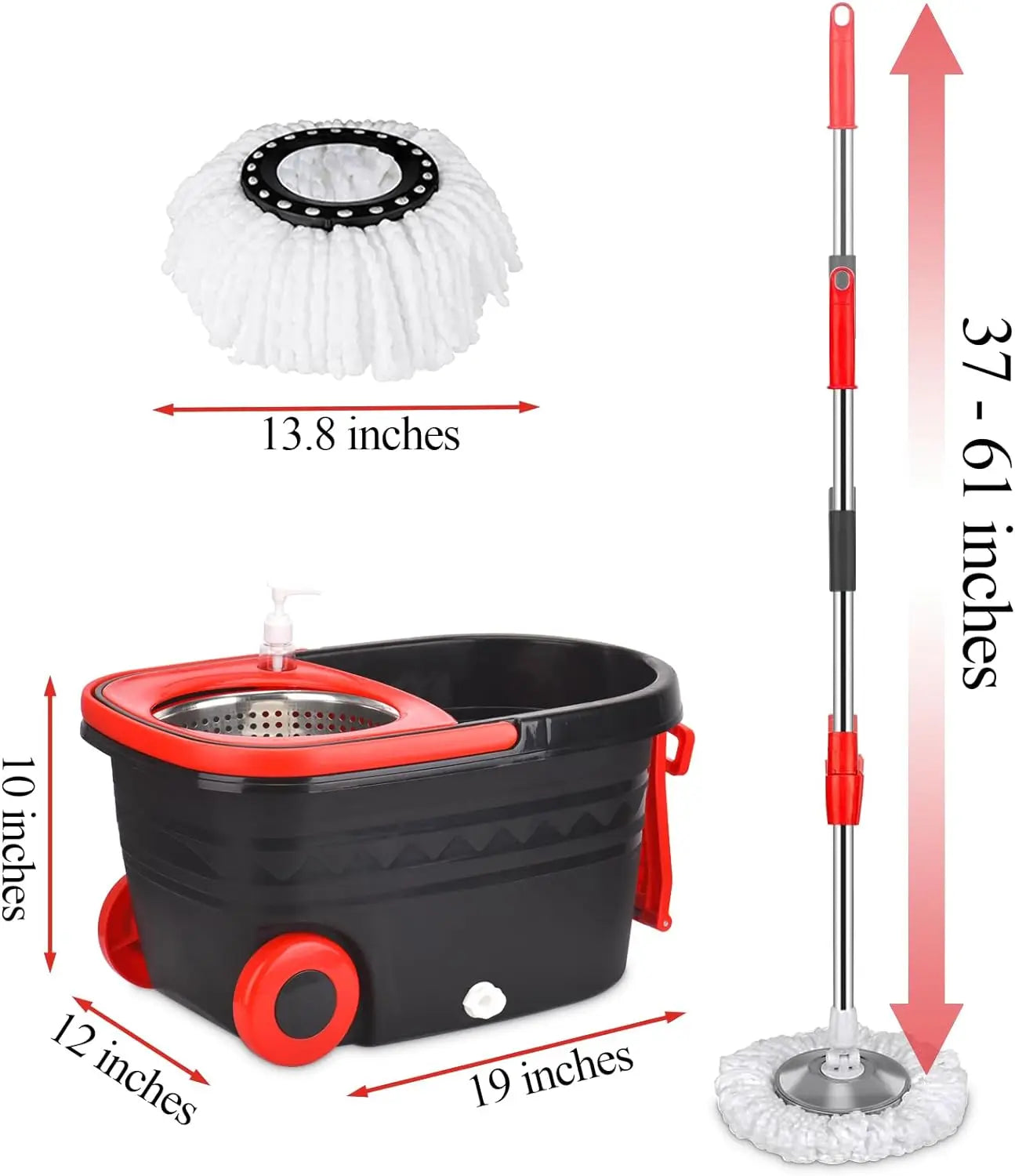 Spin Mop Bucket Sets Wrings System,  with Wheels and  Extendable