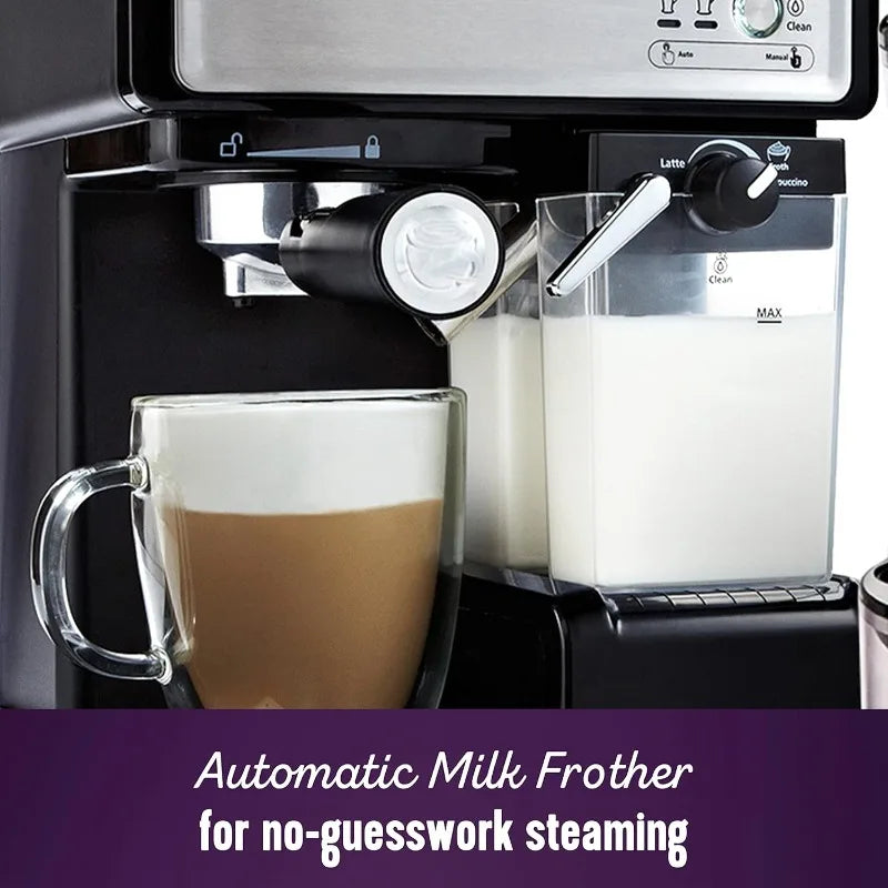 Mr. Coffee Espresso and Cappuccino Machine, Stainless Steel, Programmable Coffee Maker.