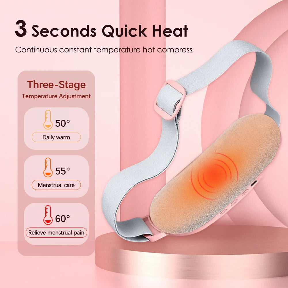 Electric Period Cramp Massager Vibrating Heating Pad Belt for Menstrual