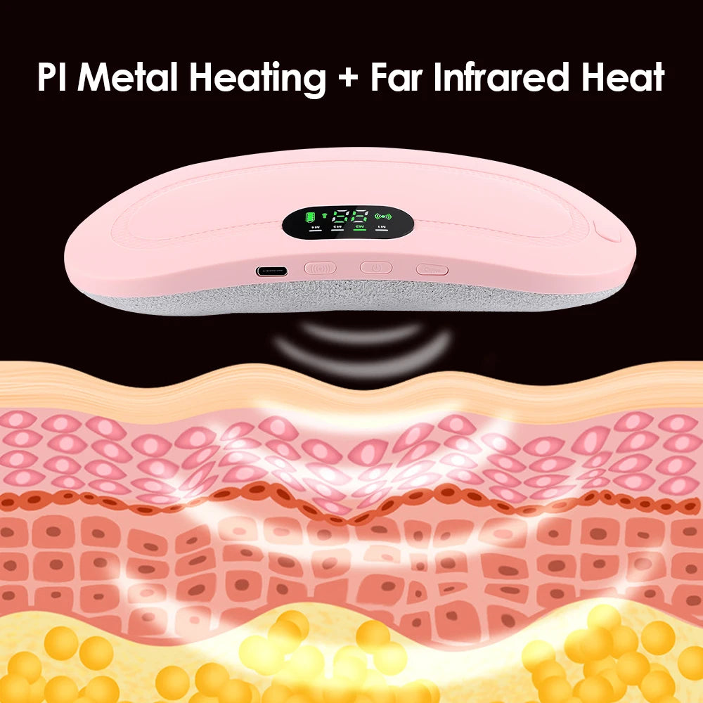 Electric Period Cramp Massager Vibrating Heating Pad Belt for Menstrual