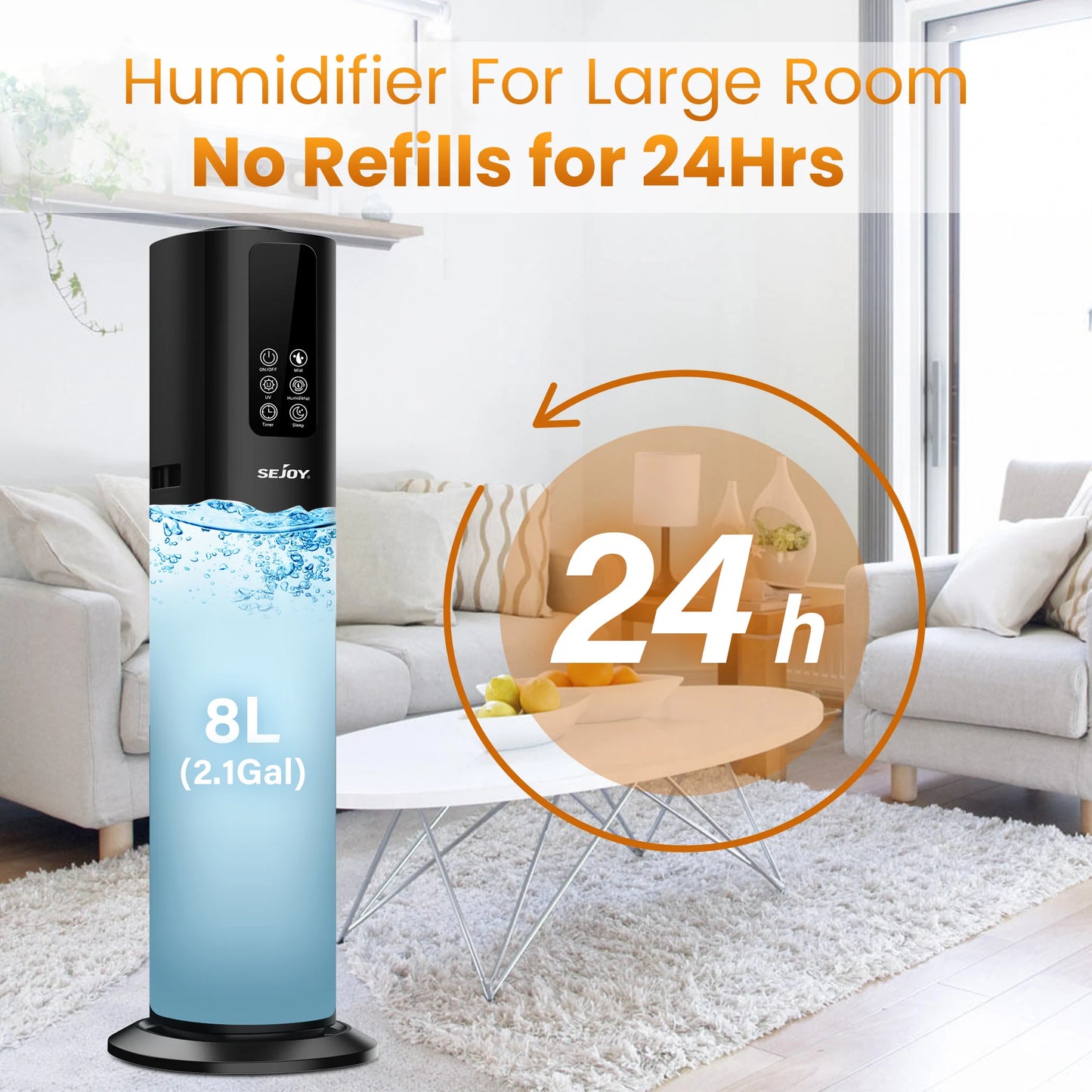 Air Humidifier 8L for Bedroom Air Purifier Mist Maker Intelligent Remote Control