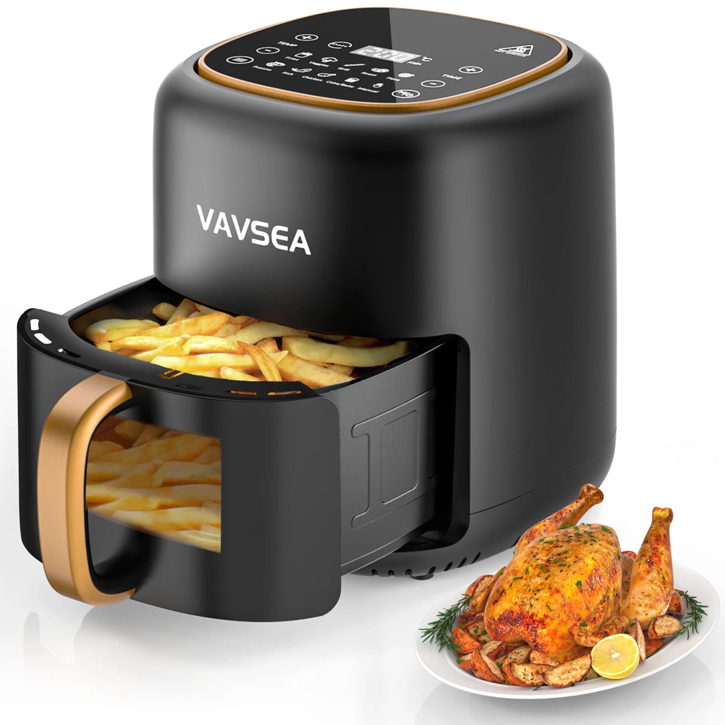 Air Fryer with Clear Window, Oven with Digital LED Touch Screen, and Non-Stick