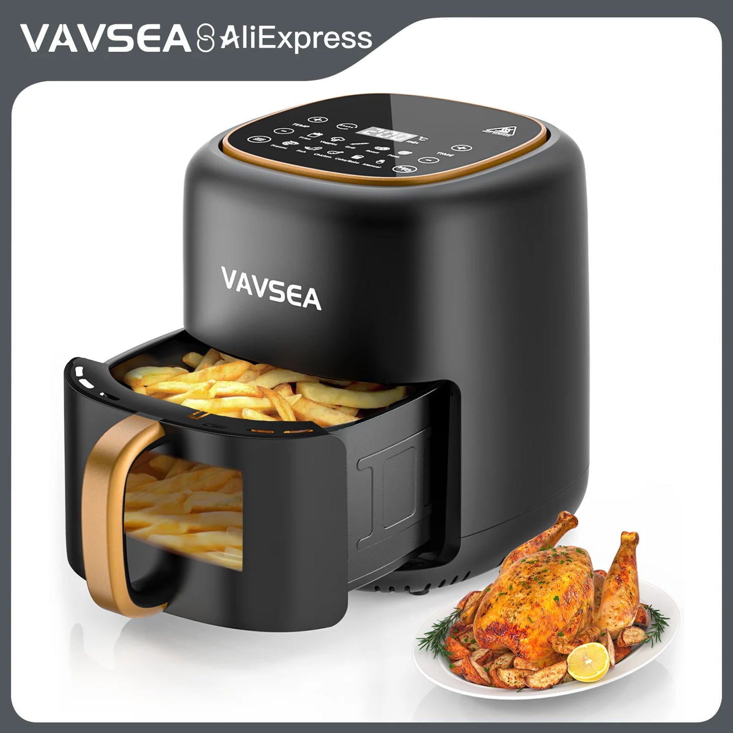 Air Fryer with Clear Window, Oven with Digital LED Touch Screen, and Non-Stick