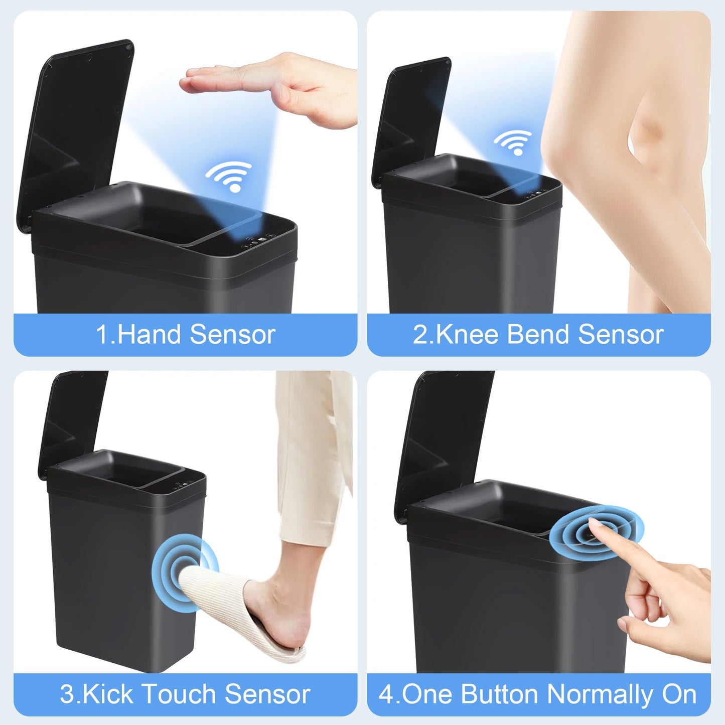 Automatic Trash Can Touchless Motion Sensor Slim Garbage Can  Lid for Bedroom