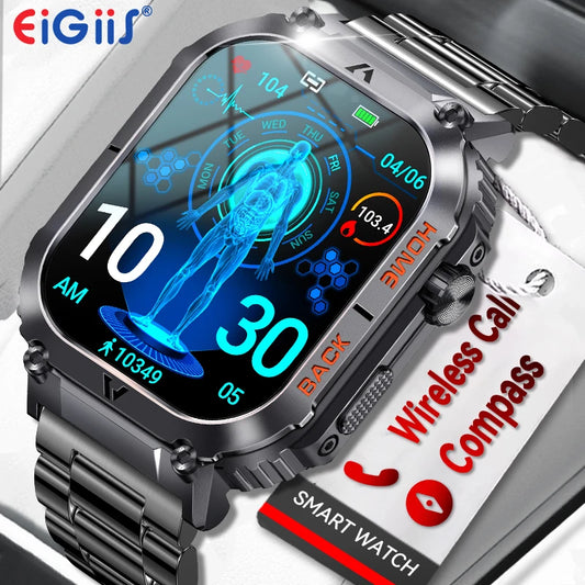 Waterproof Men Military Watch Heart Rate Blood Pressure Blood Oxygen