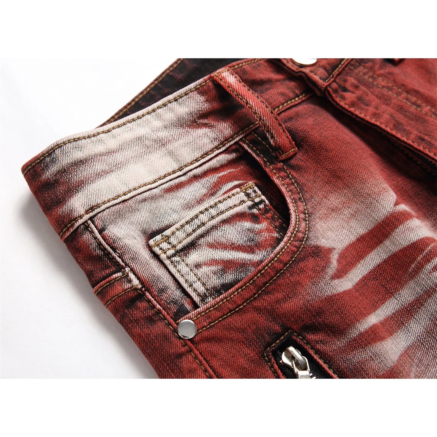 Tie Dye Gradient Color Personality Fashion Denim Business Stretch Men'S Jeans