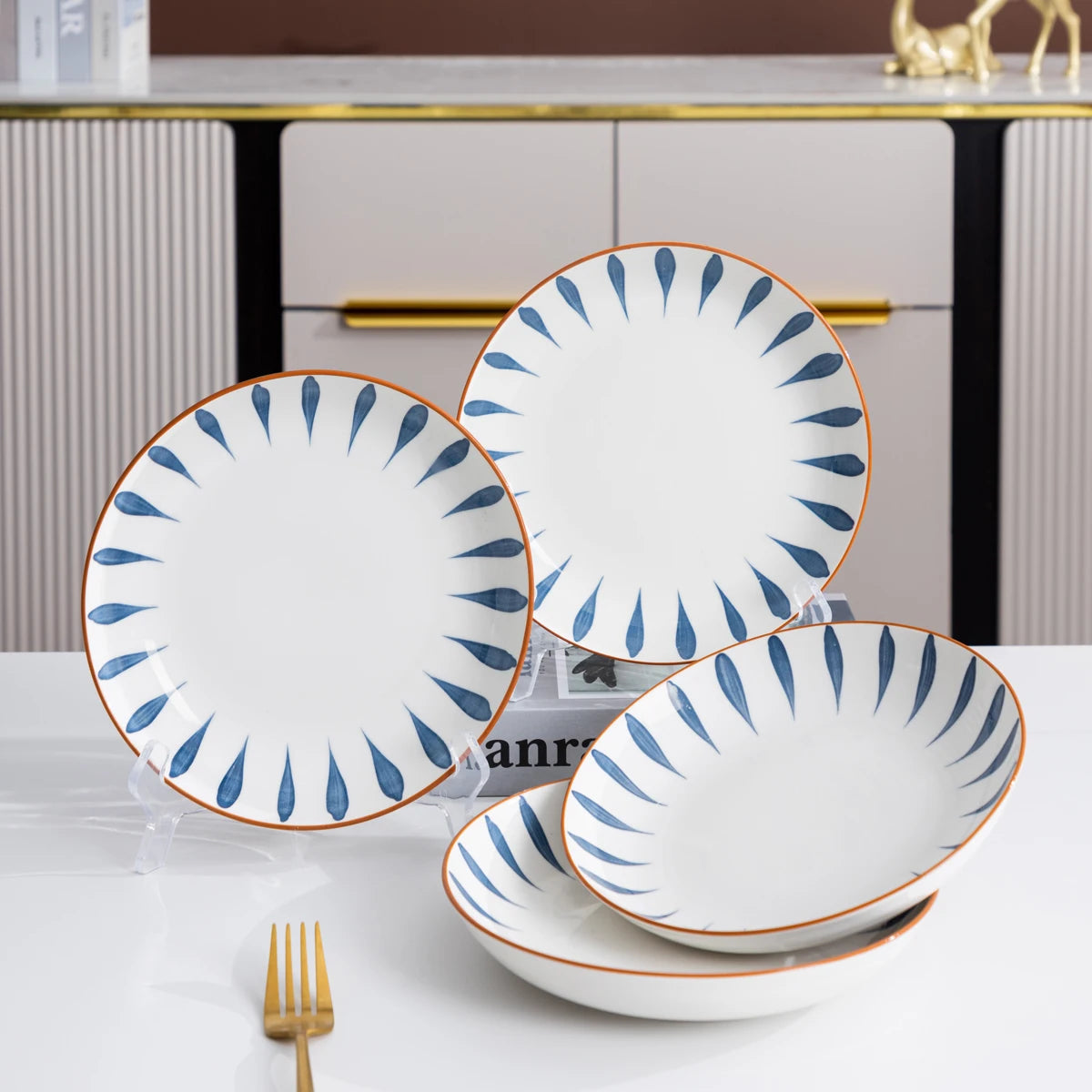 Japanese-Style Ceramic Bowl Set Premium Porcelain Salad Bowl & Shallow Bowl