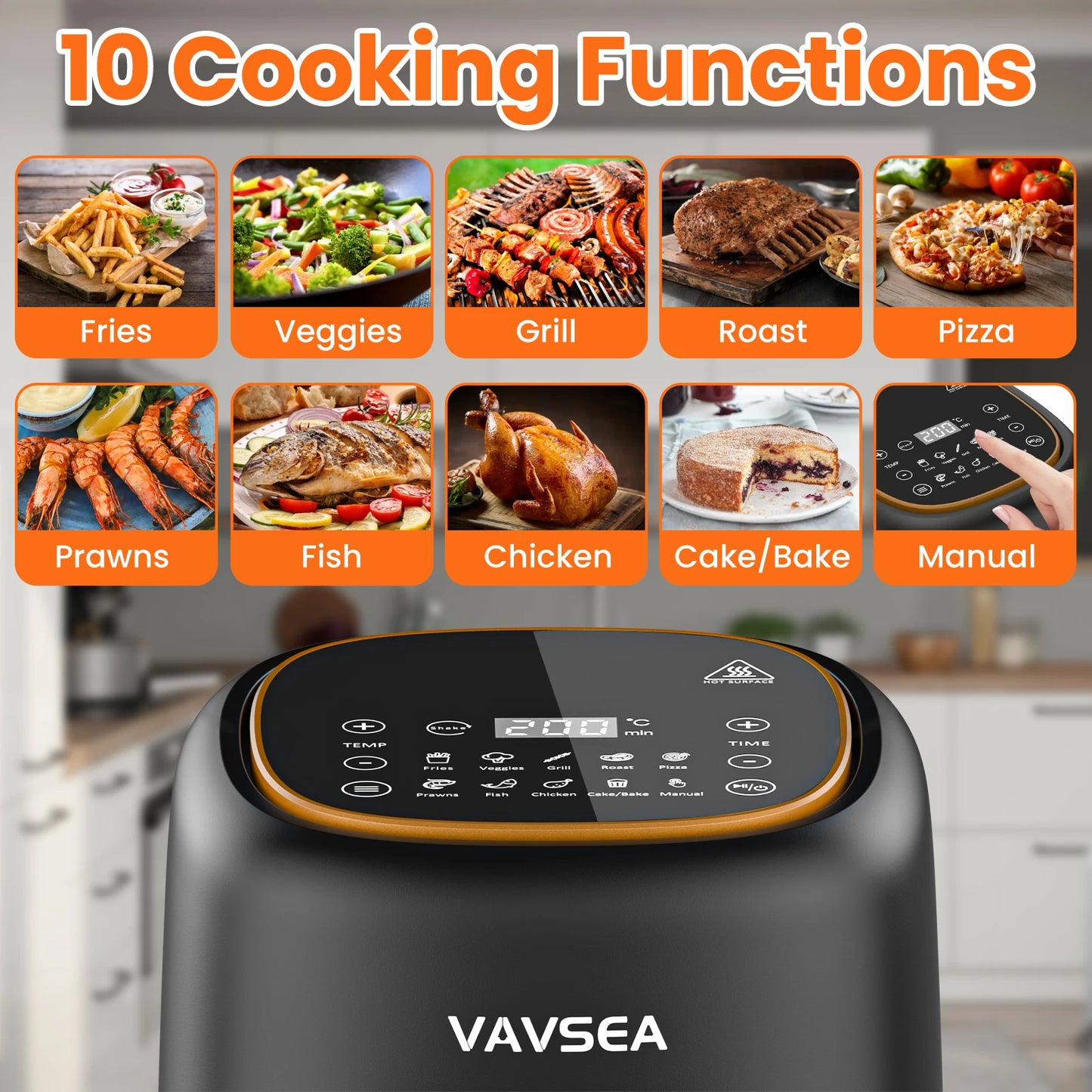 Air Fryer with Clear Window, Oven with Digital LED Touch Screen, and Non-Stick