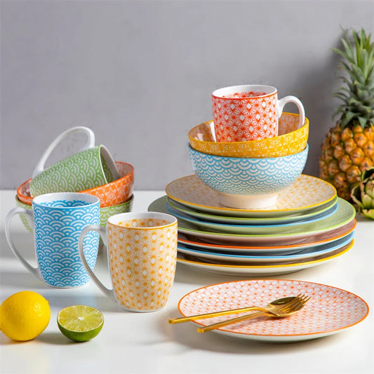 Porcelain  Japanese-style Dinnerware Set with Dinner Plate,Dessert Plate,Ceramic