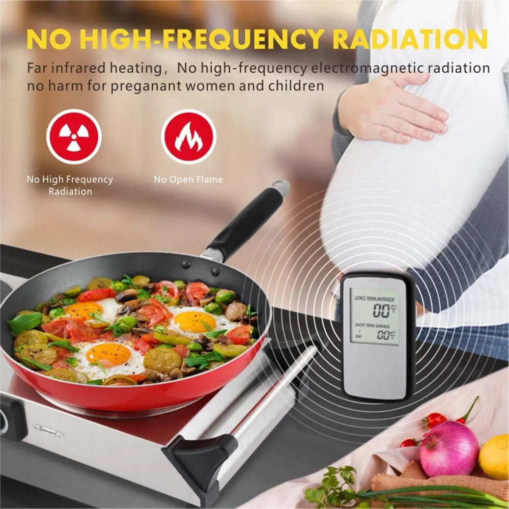 Electric Stove, Double Infrared Ceramic Hot Plate for Cooking, Two Control Burner