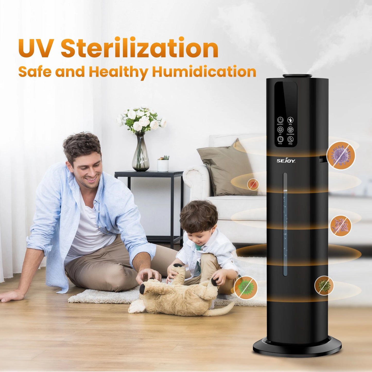 Air Humidifier 8L for Bedroom Air Purifier Mist Maker Intelligent Remote Control