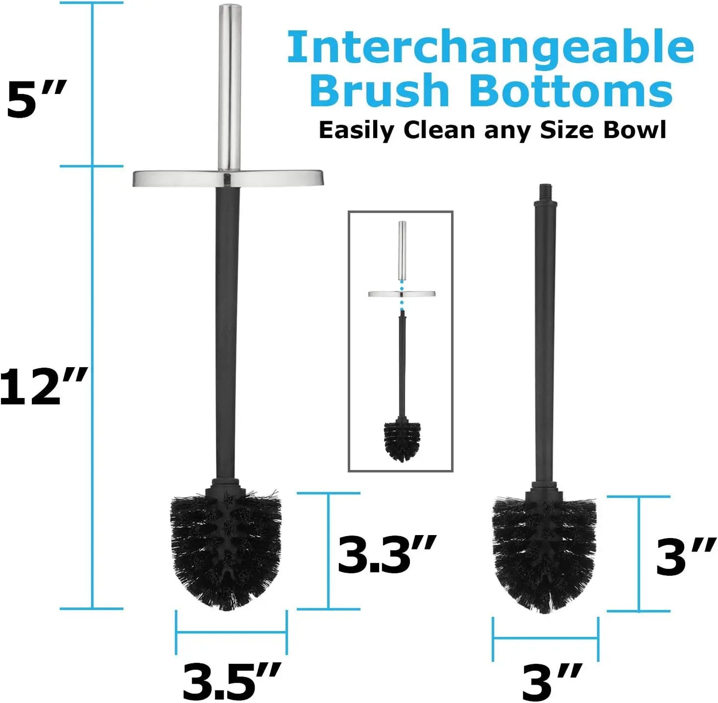 Toilet Brush and Plunger Set with Holder, Modern Chrome Bathroom Accessories  Combo