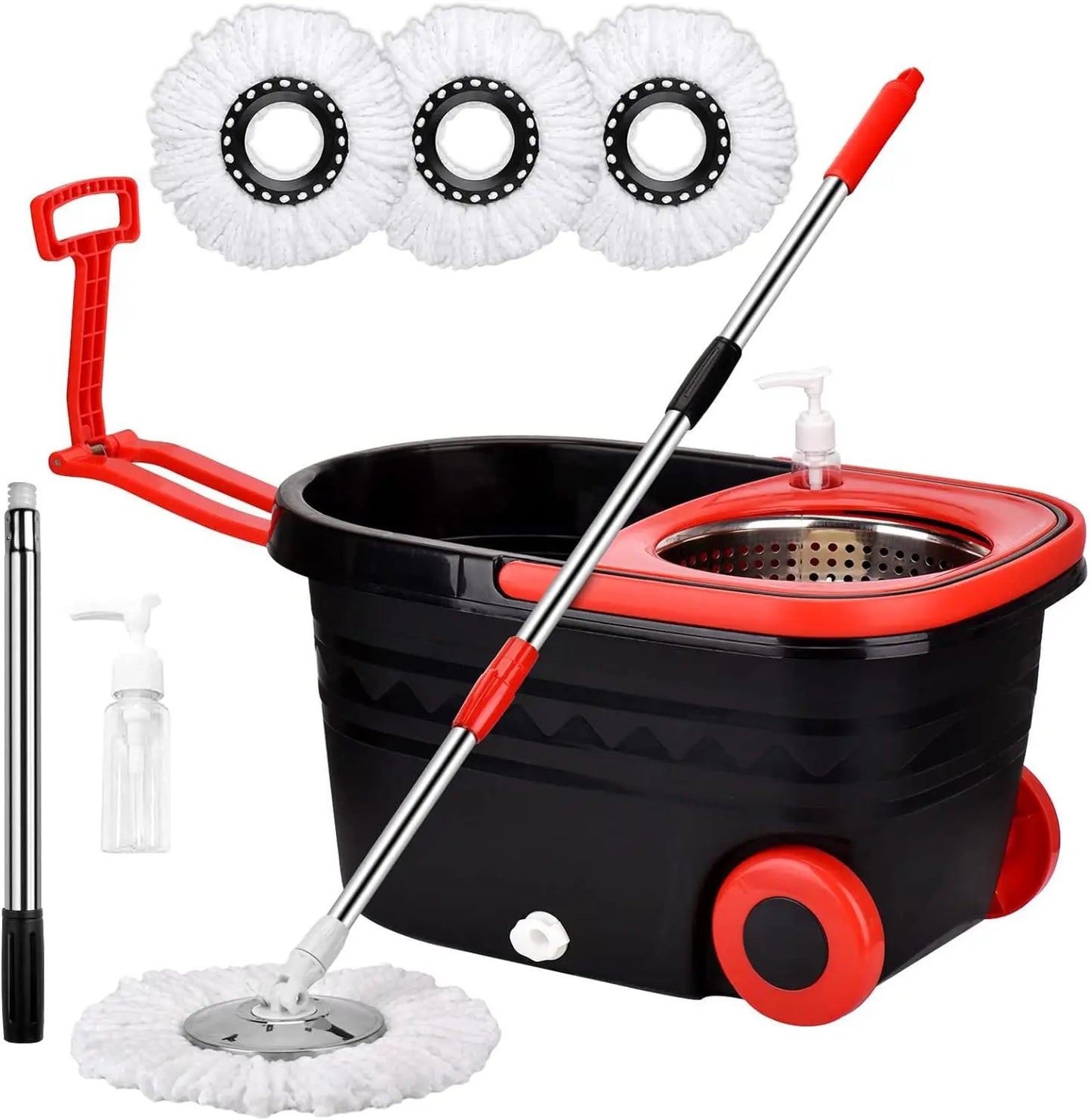 Spin Mop Bucket Sets Wrings System,  with Wheels and  Extendable