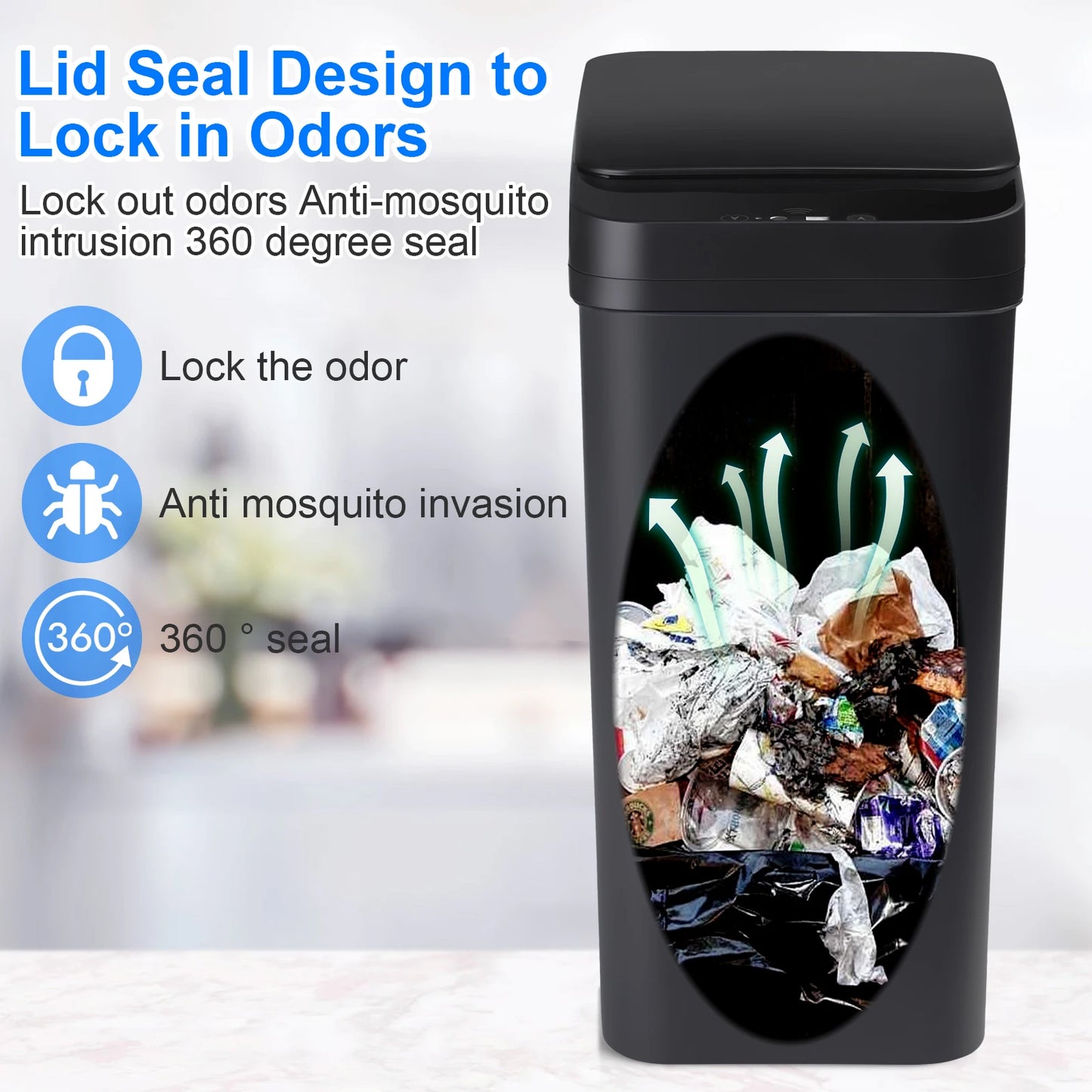 Automatic Trash Can Touchless Motion Sensor Slim Garbage Can  Lid for Bedroom