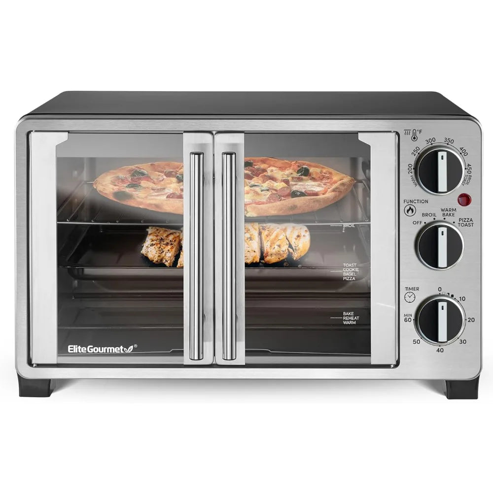 Double French Door Countertop Toaster Oven, Bake, Broil, Toast,