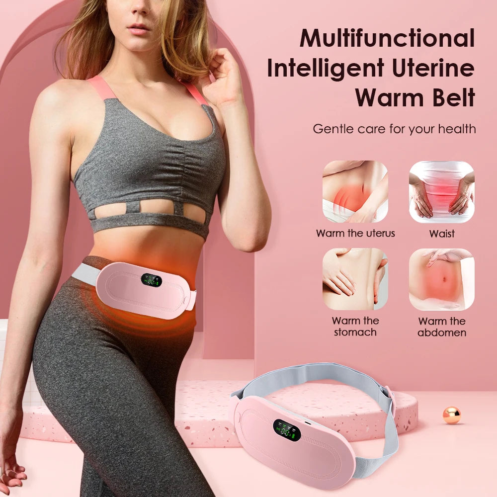 Electric Period Cramp Massager Vibrating Heating Pad Belt for Menstrual