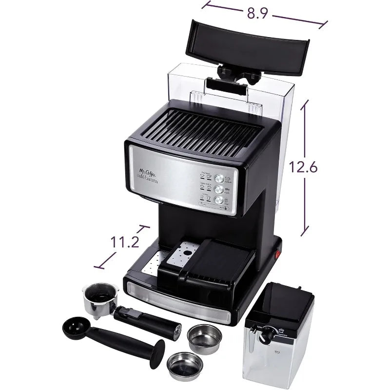 Mr. Coffee Espresso and Cappuccino Machine, Stainless Steel, Programmable Coffee Maker.