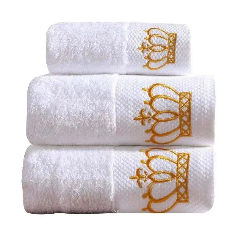 Embroidered Crown White bath towel Washcloths for bathroom Ladies face wash