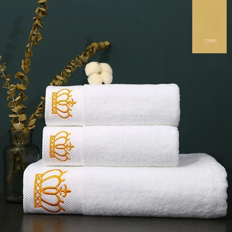 Embroidered Crown White bath towel Washcloths for bathroom Ladies face wash