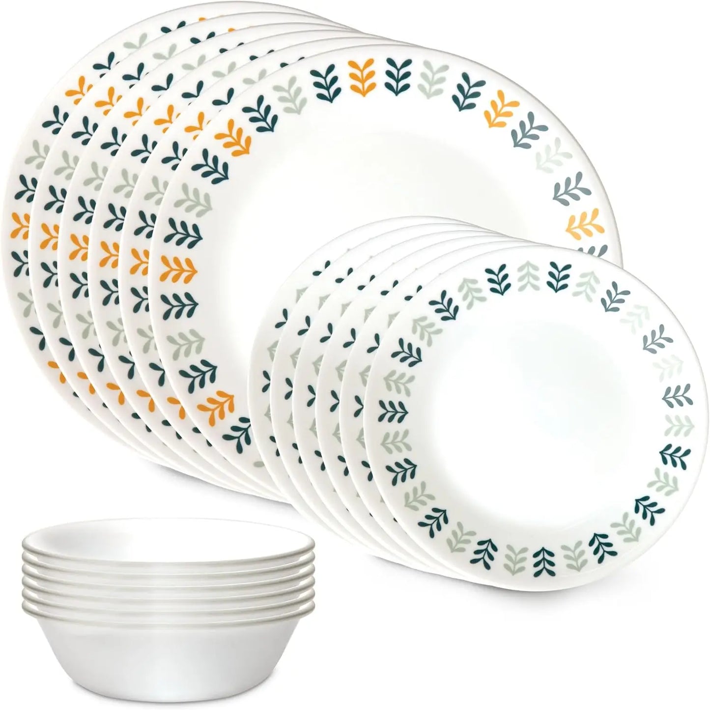Glass Dinnerware Sets, Triple Layer Chip & Crack Resistant Glass Plate and Bowl Sets, Wildflower