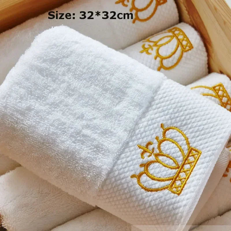 Embroidered Crown White bath towel Washcloths for bathroom Ladies face wash