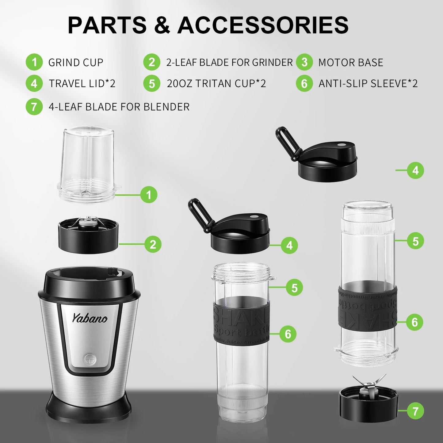 Personal Blender Travel Bottle and Coffee/Spices Jar, Portable Smoothie Blender