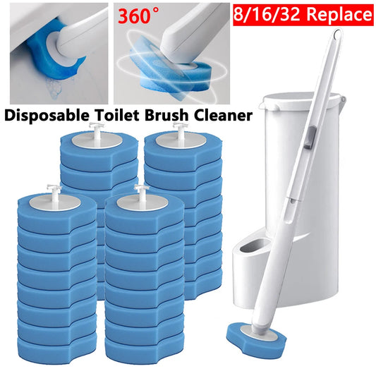 Disposable Toilet Bowl Brush Long Handle Cleaner & Replacement Heads