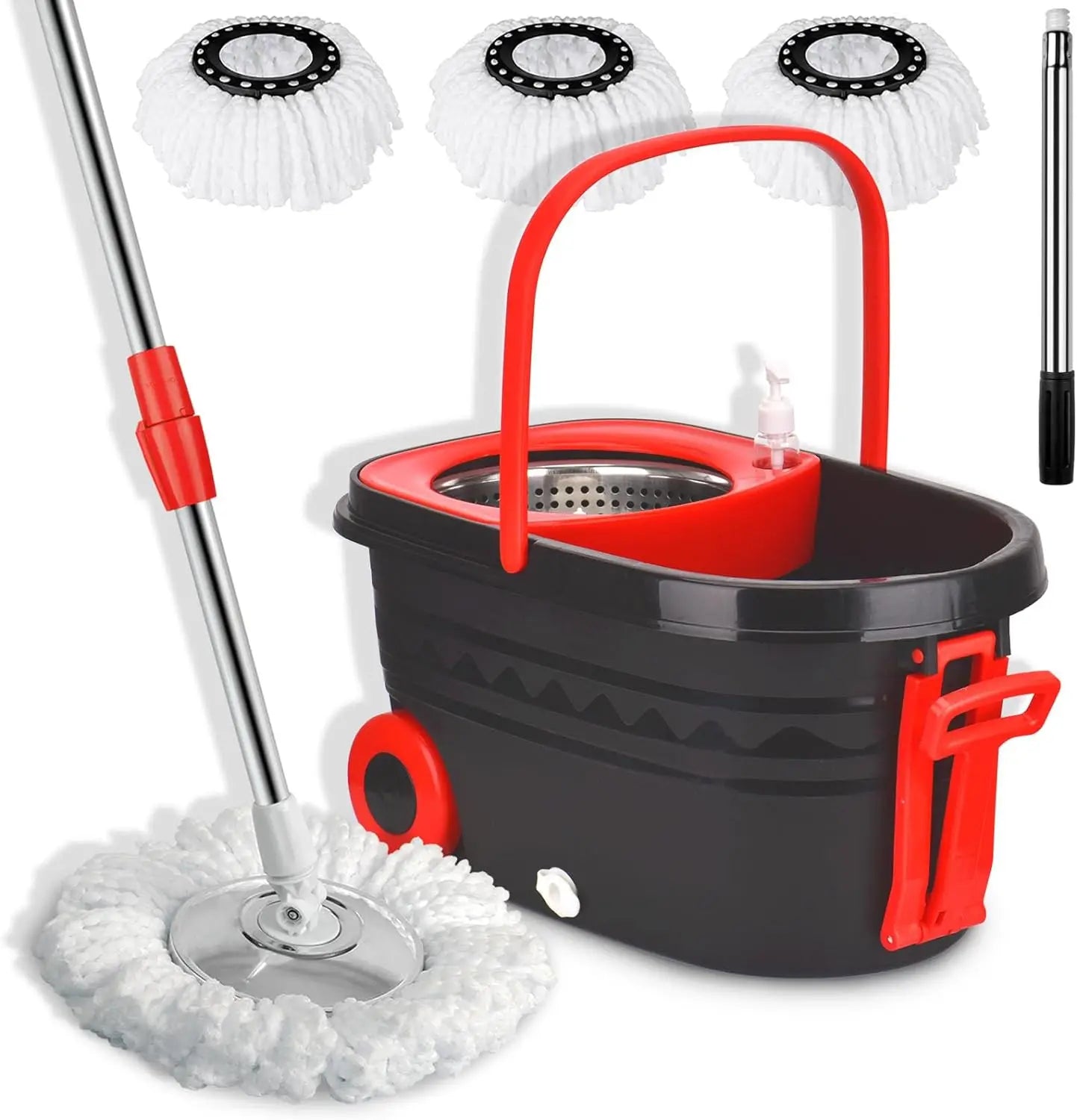 Spin Mop Bucket Sets Wrings System,  with Wheels and  Extendable