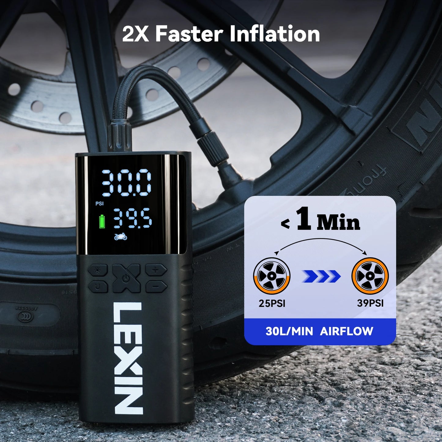 Smart Air Pump for Motorcycles Tire Bicycle Boat with Pressure Inflation