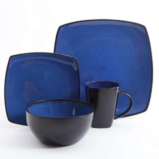 Soho Lounge Square Stoneware  Dinnerware Set, Blue