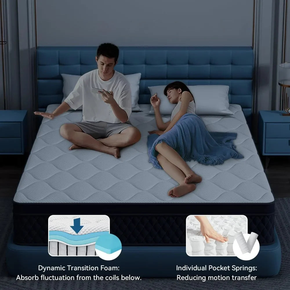 Twin Mattress in a Box, Memory Foam Hybrid Mattress Individually  Motion, Pressure Relief