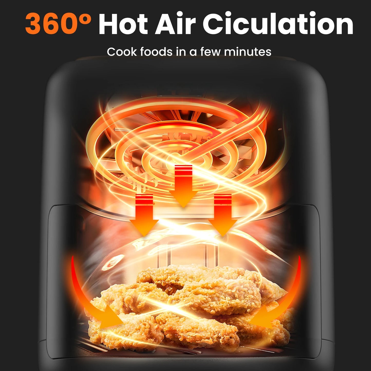 Air Fryer with Clear Window, Oven with Digital LED Touch Screen, and Non-Stick