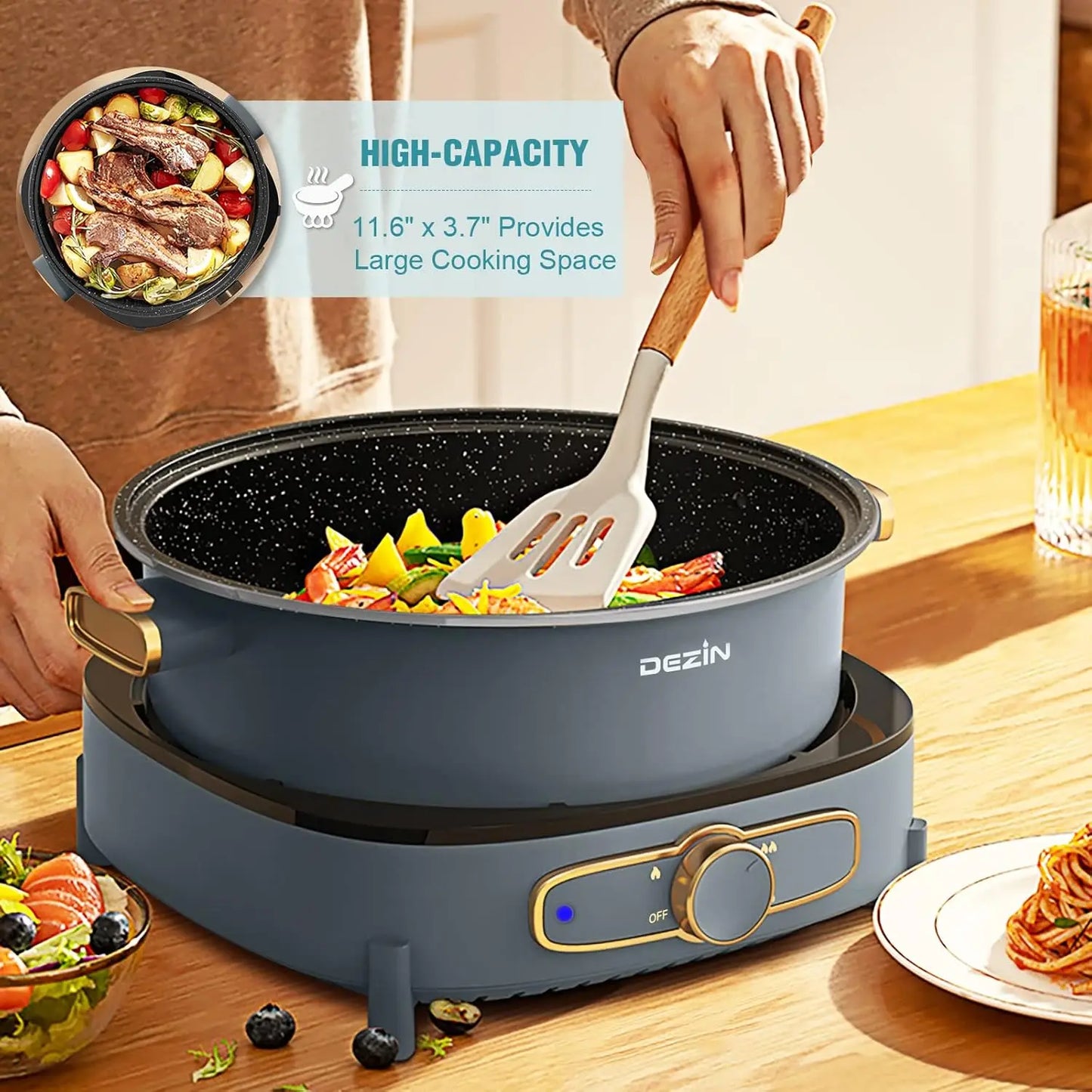 Electric Shabu Pot with Removable Non-Stick Hot Pot Electric